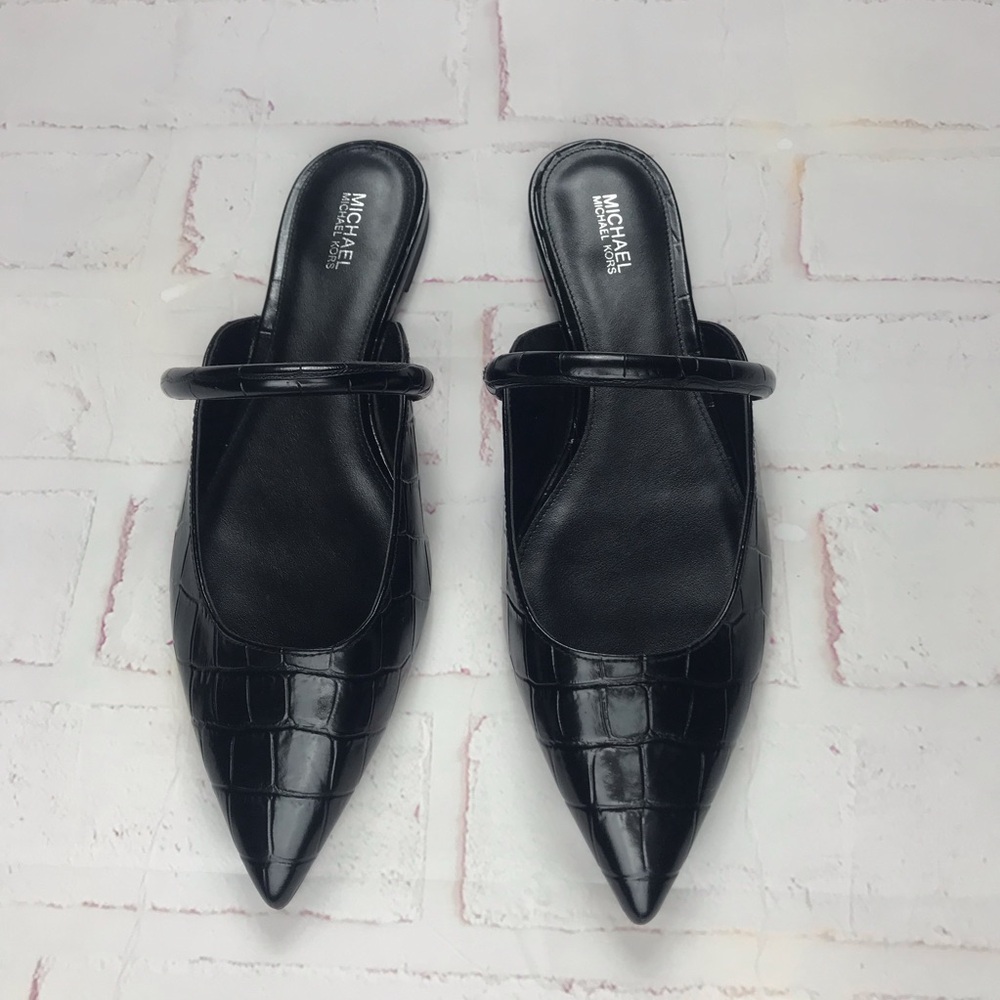 Michael Kors Black Croc-Embossed Women's Mules size: 9M